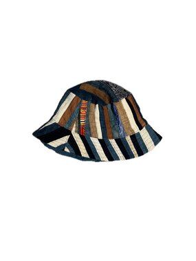 Patchwork Denim Bucket Hat Multicolor Boho Streetwear